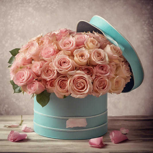 Classic Rose Box (Same Color Rose Bouquet in Hat Boxes)